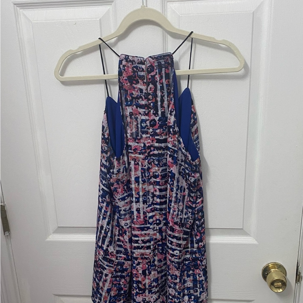 Express blue pink black lace lined Tank top